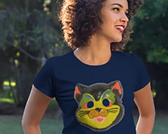 Vintage Halloween Cat Mask Gift T-Shirt