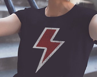 Lightning Bolt, Lightning bolt shirt, Lightning Bolt Gift, Vintage Lightning Bolt, Rock & Roll Gift, David Bowie, Retro T-Shirt