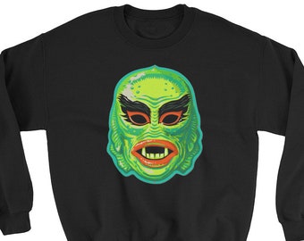 Creature From The Black Lagoon, Vintage Halloween Mask, Horror Movie, Horror Film, Christmas Gift, Stocking Stuffer, Horror Sweatshirt,