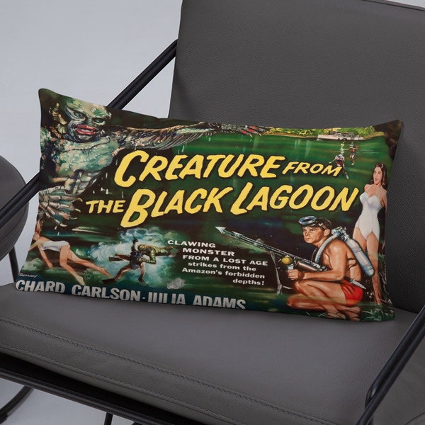Creature from the Black Lagoon Throw Pillow, Horror Decor, Horror Film, Horror Gift, Horror Movie, Retro Gift, Housewarming Gift