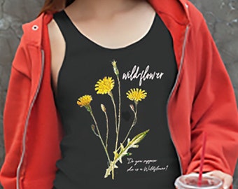 Women's Flower tank Top, floral tank top, Wildflower shirt, muscle tanks, gym tank, workout, spring shirt, Women's Racerback Tank