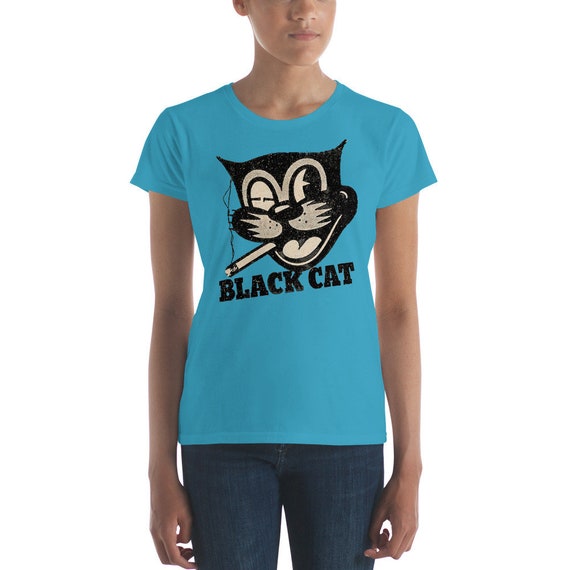 Black Cat Shirt, Black Cat Gift, Vintage Black Cat, Retro Black Cat, Cat Shirt, Cat Lover Shirt, Smoking Black Cat,