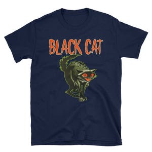 Svart katt, Halloween svart katt, svart katt t-shirt, svart kattdekor, svart kattkostym, Halloween t-shirt, unisex t-shirt bild 3