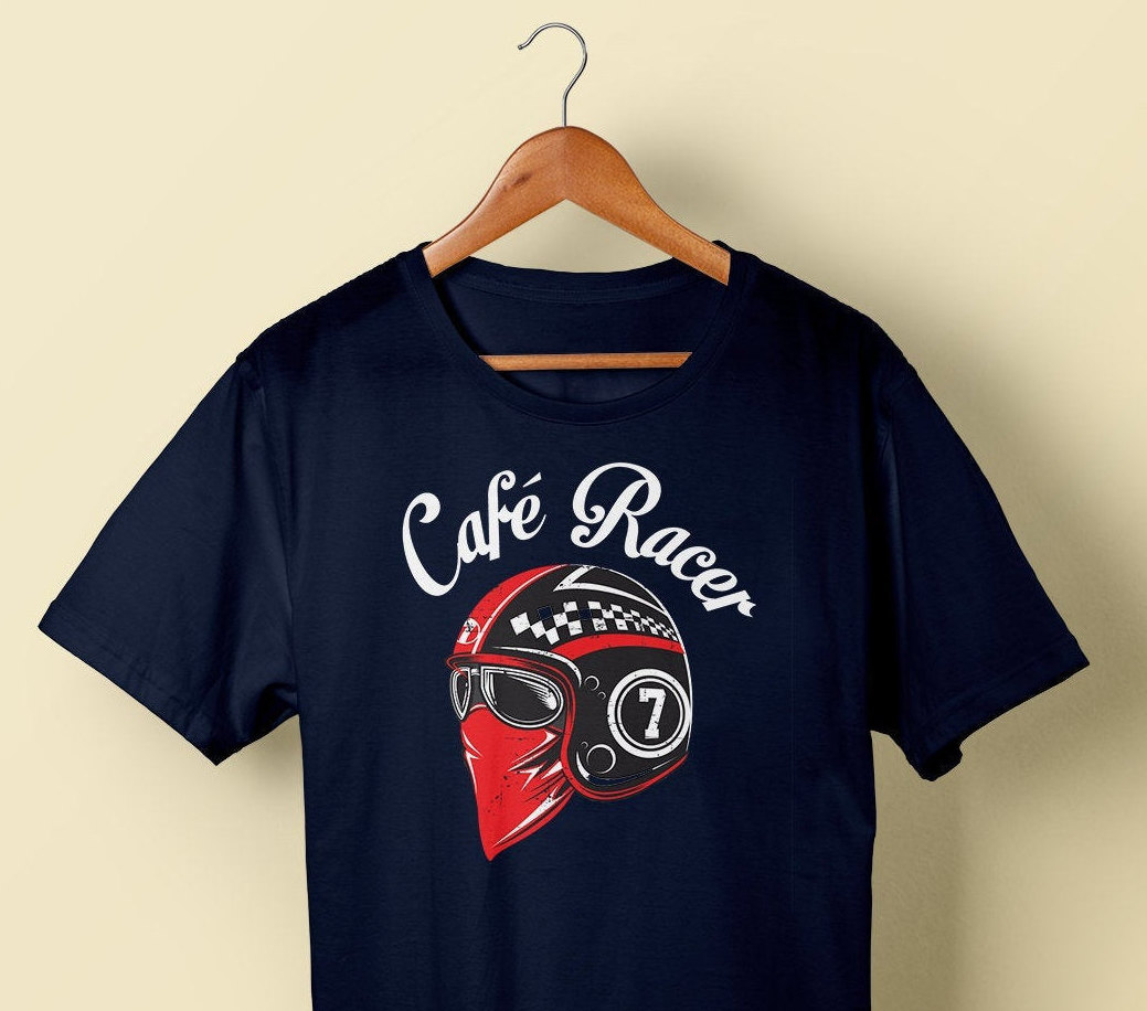 T-shirt Homme Cafe Racer Biker Motorcycle — Marque Gildan, Coton, Coupe Loose Fit