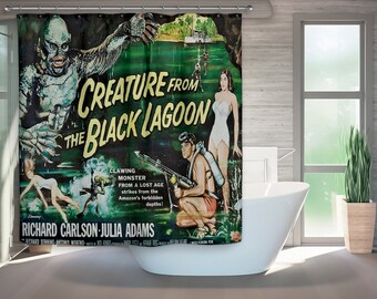 Creature From The Black Lagoon Retro Bath Shower Curtain