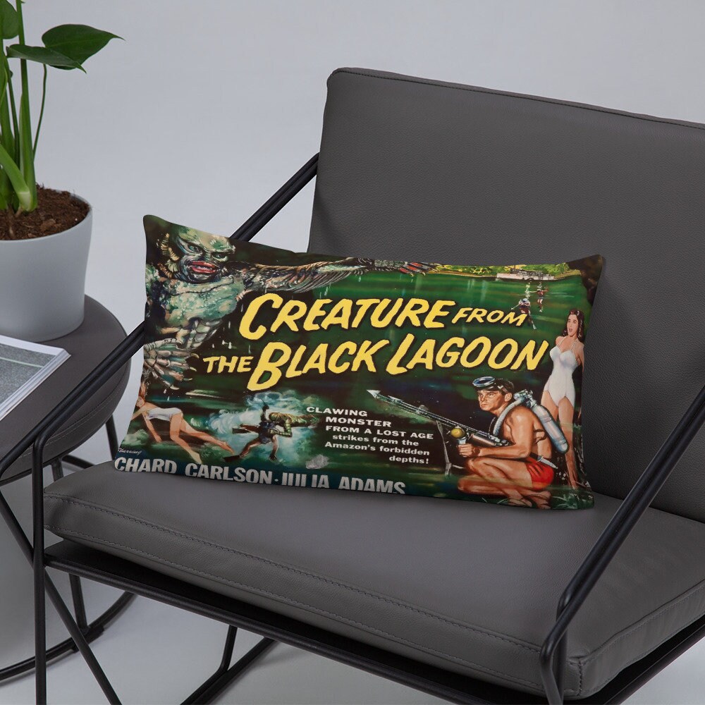 Creature from the Black Lagoon Throw Pillow, Horror Decor, Horror Film, Horror Gift, Horror Movie, Retro Gift, Housewarming Gift