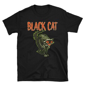 Svart katt, Halloween svart katt, svart katt t-shirt, svart kattdekor, svart kattkostym, Halloween t-shirt, unisex t-shirt bild 2