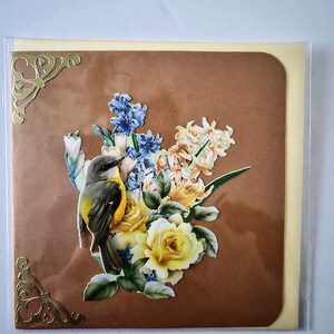 Carte Bouquet de Fleurs et oiseau
