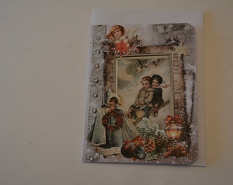 Carte  Noel Vintage Dame Noel