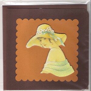 Carte Visage de Femme avec Chapeau