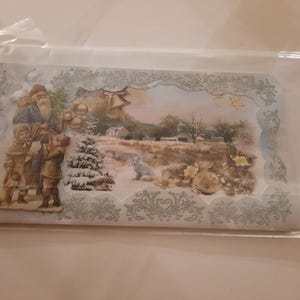 Carte Noel Village et Père Noel sous la neige