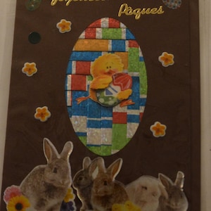Carte Oeuf de Paques irish folding avec poussin