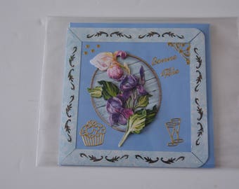 Carte Fleurs Lys  en 3 Dimensions Bonne Fete