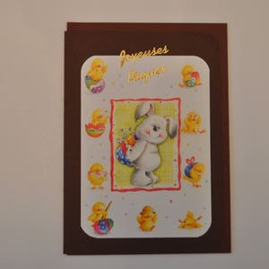 Carte Lapin en 3D entouré de 9 poussins