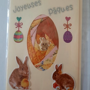 Carte Oeuf de Paques irish folding avec poussin