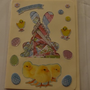 Carte Lapin  de Paques irish folding avec poussin