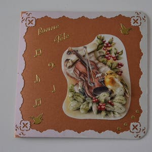 Carte Oiseau sur un Violon