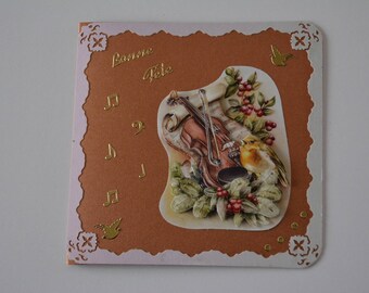 Carte Oiseau sur un Violon