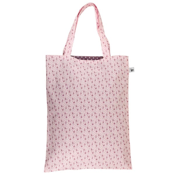 Sac tote-bag de danse rose poudré motif Ballerine