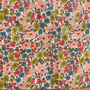 Tana lawn fabric, Liberty Poppy and Daisy, 4095 kamen, Liberty 4095 kamen, Poppy and Daisy 4095 kamen, Liberty pro Meter, Coupon 50x136cm