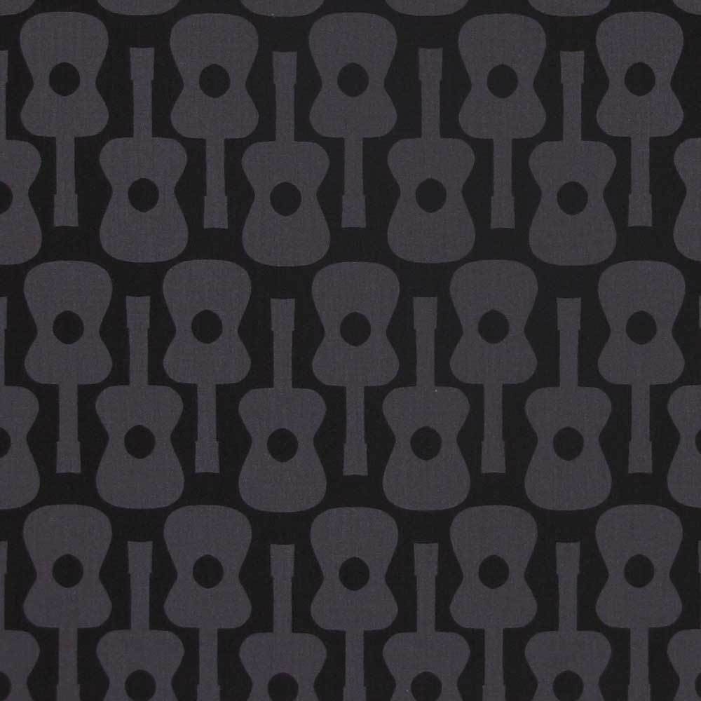 Fabric Michael Miller, Groovy Guitars, BTHY coupon 50x110cm, black, grey, Michael Miller, retro fabric, tela retro, vintage fabric RARE