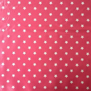 Toile cirée corail ,motif étoiles blanches, Coral oilcloth fabric, AU Maison / pour la confection d'accessoires enfants, maison... image 1