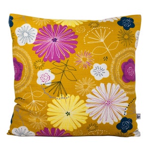 Decorative cushion, japanese fabric made, Coussin vintage moutarde, coussin carré, superbe tissus japonais 40x40 cm image 1