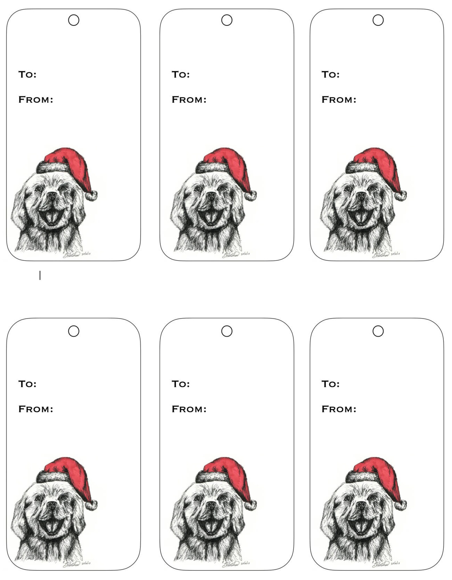 PRINTABLE Christmas Dog Gift Tags 6 per Sheet - Etsy