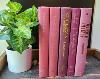 Plum Magenta Maroon Colored Decor Books | Apartment Decorative Objects | Colorful Staging Bundle | Modern Styling | Used Hardbacks By Color