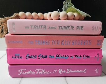 ピンクの装飾ブックスタック：トレンディなホームブックシェルフデコレーション - 4個セット