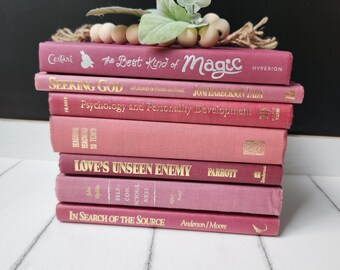 Mauve decoratieve boekenbundel: set van 7 pruimkleurige boeken
