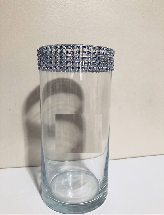 Rhinestone Tall Glass Vase Makeup Brush Holder Pencil Etsy