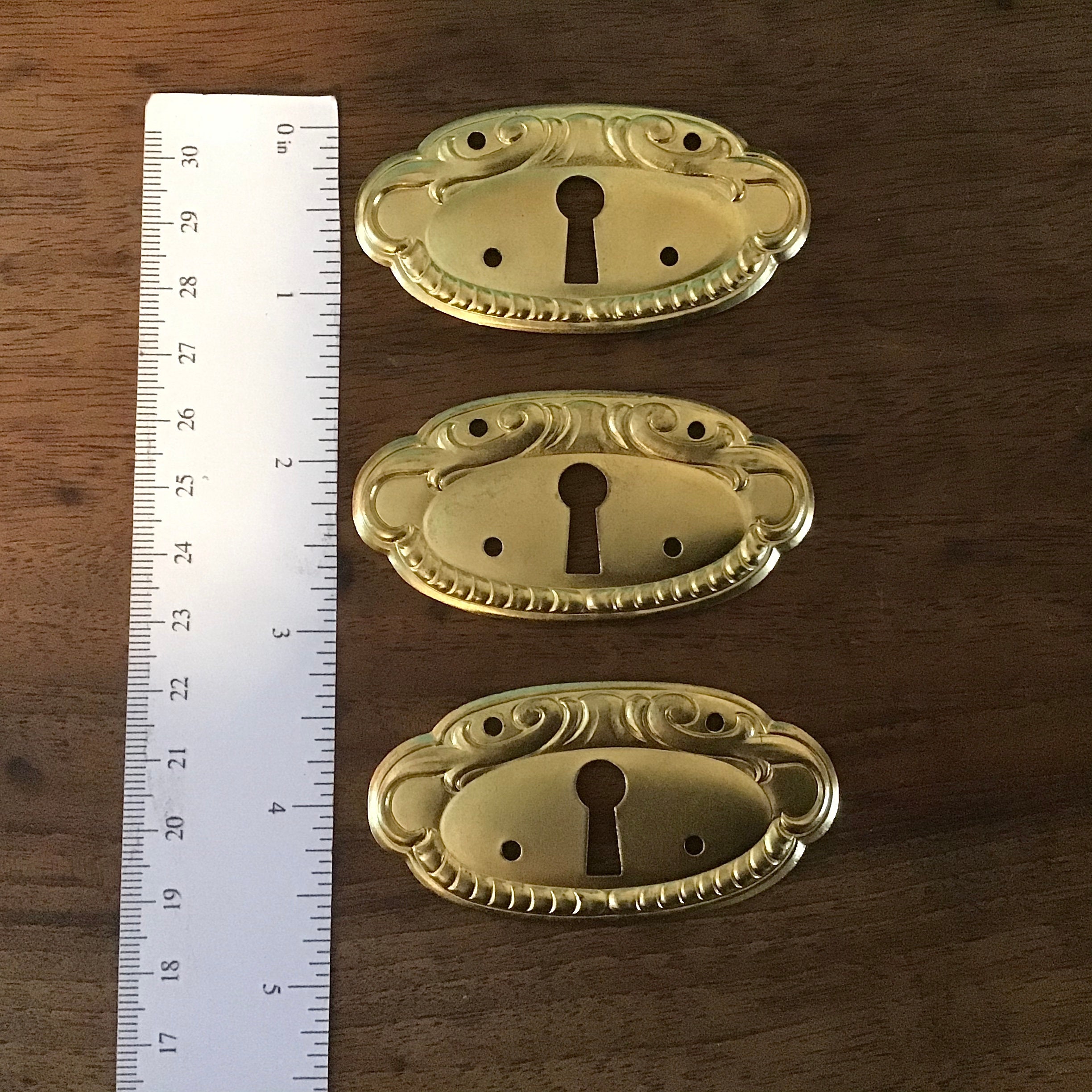3 Vintage Brass Key Escutcheons for Drawer or Cabinet a group | Etsy