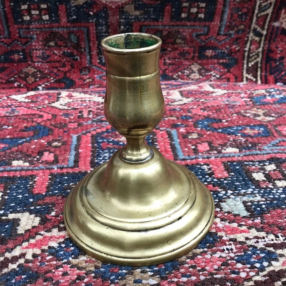 Antique French Candlestick Seamed Brass Candle Holder Etsy