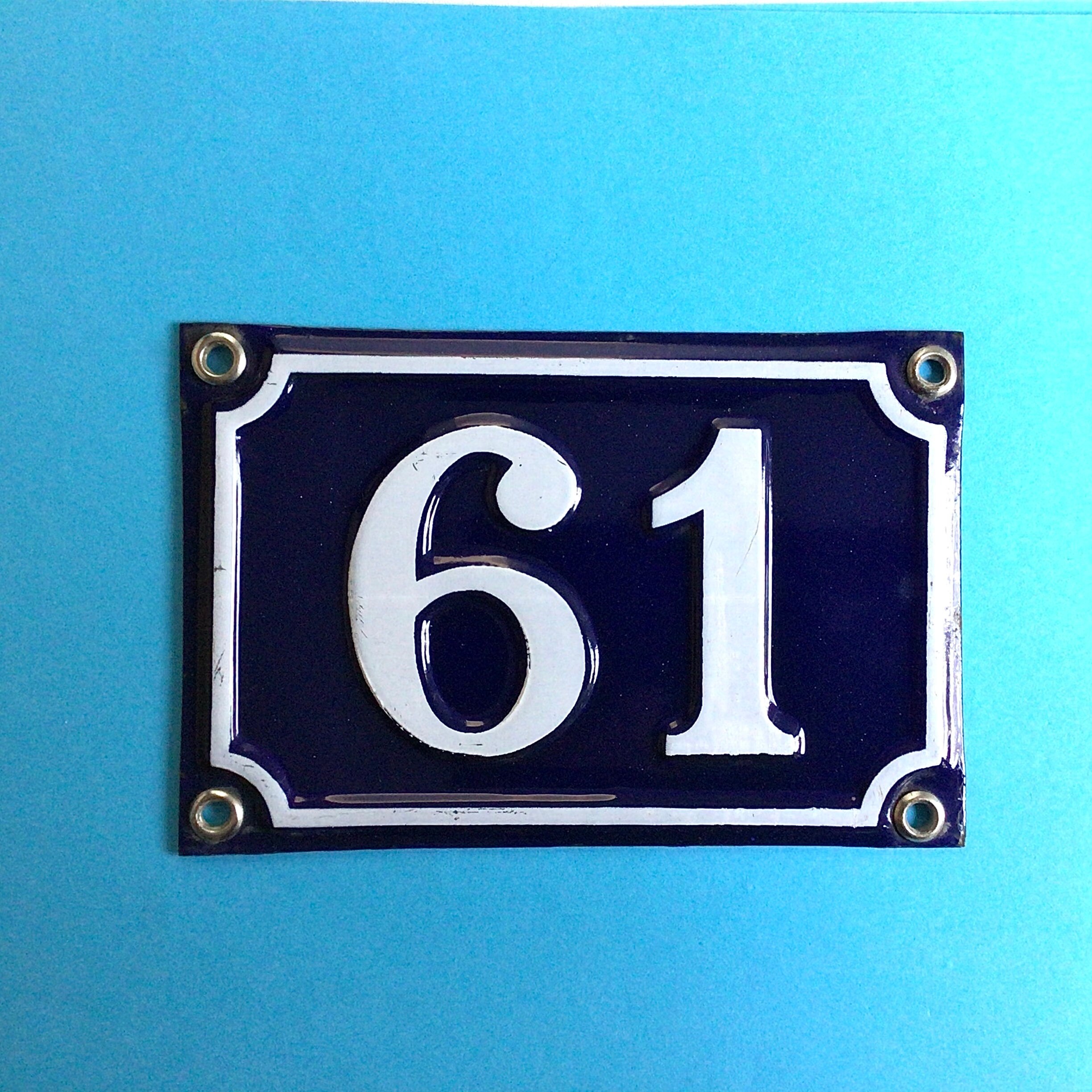 Vintage French Enamel House Number Traditional White on Blue Etsy