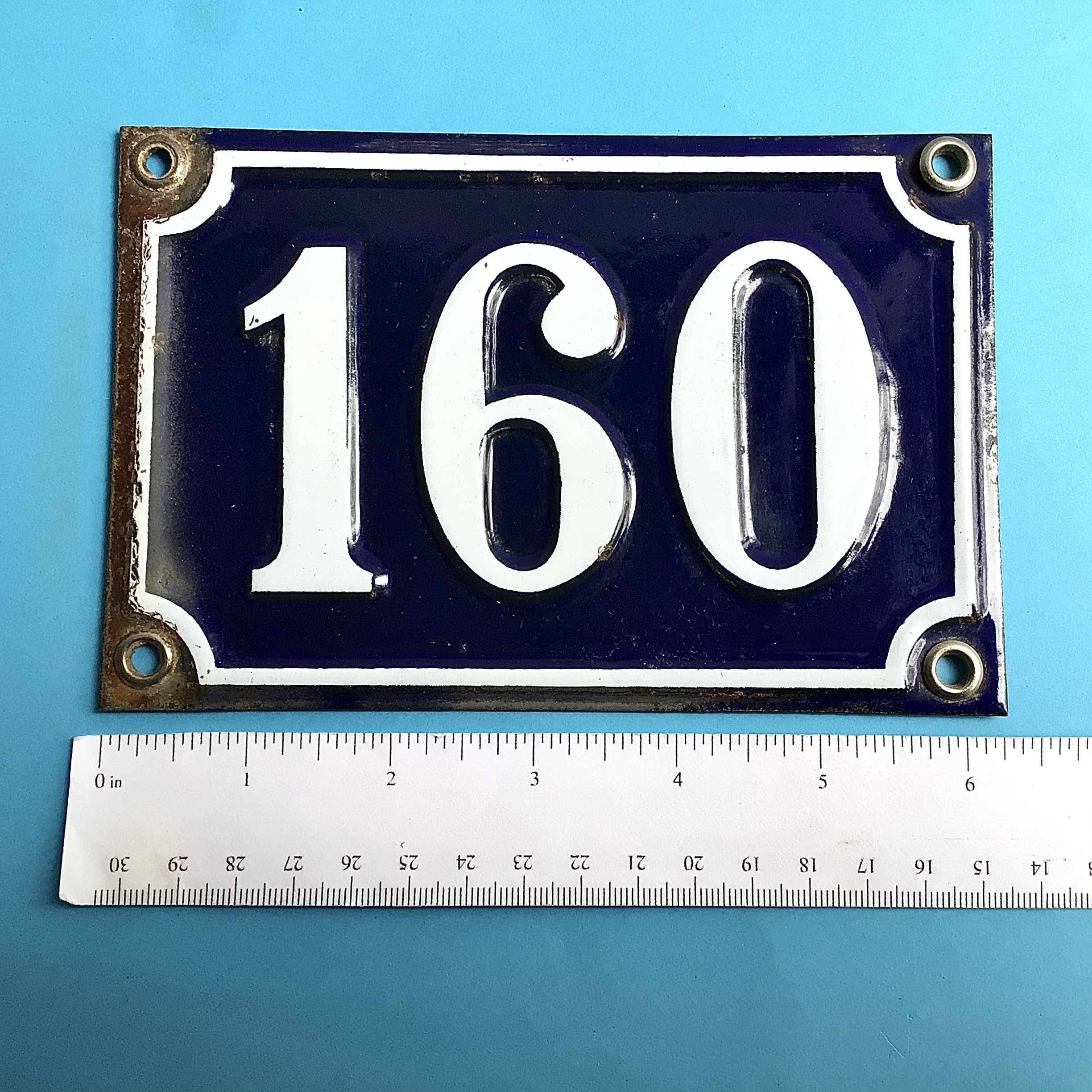 Vintage French Enamel House Number Traditional White on Blue Etsy
