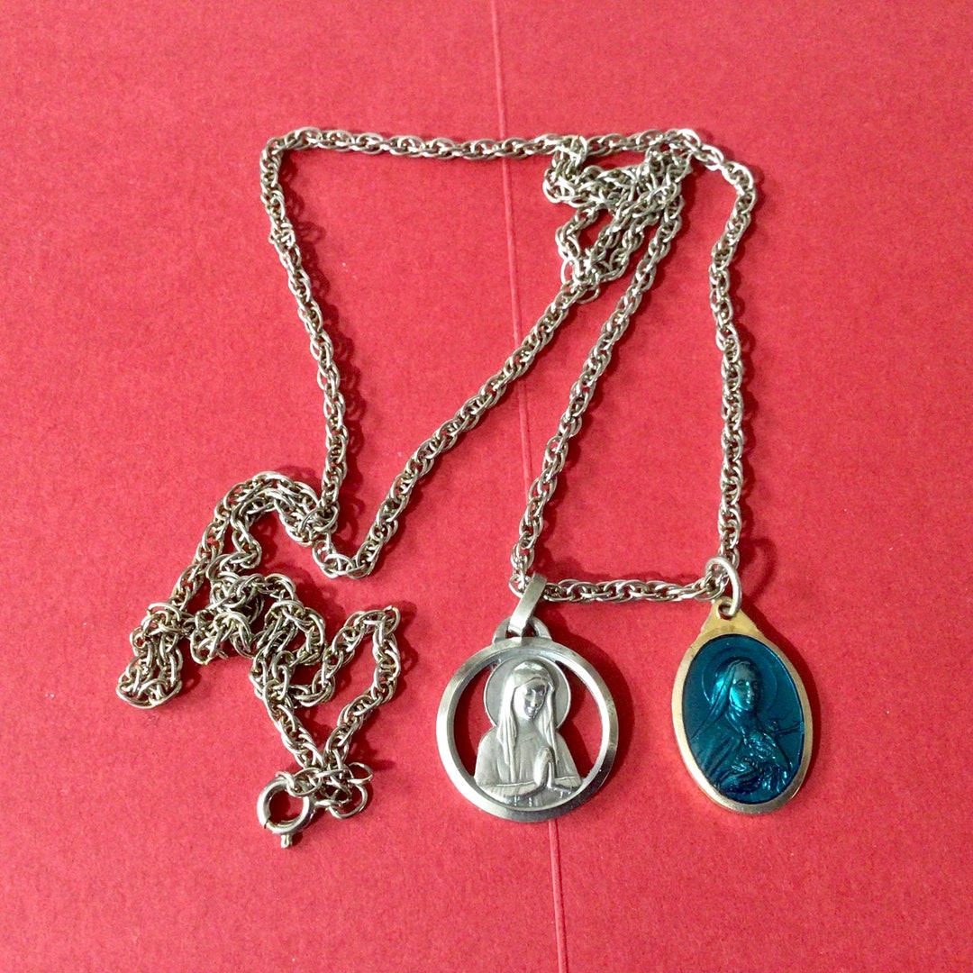Vintage Religious Medallions Two Rosary Virgin Mary Medals on Etsy UK