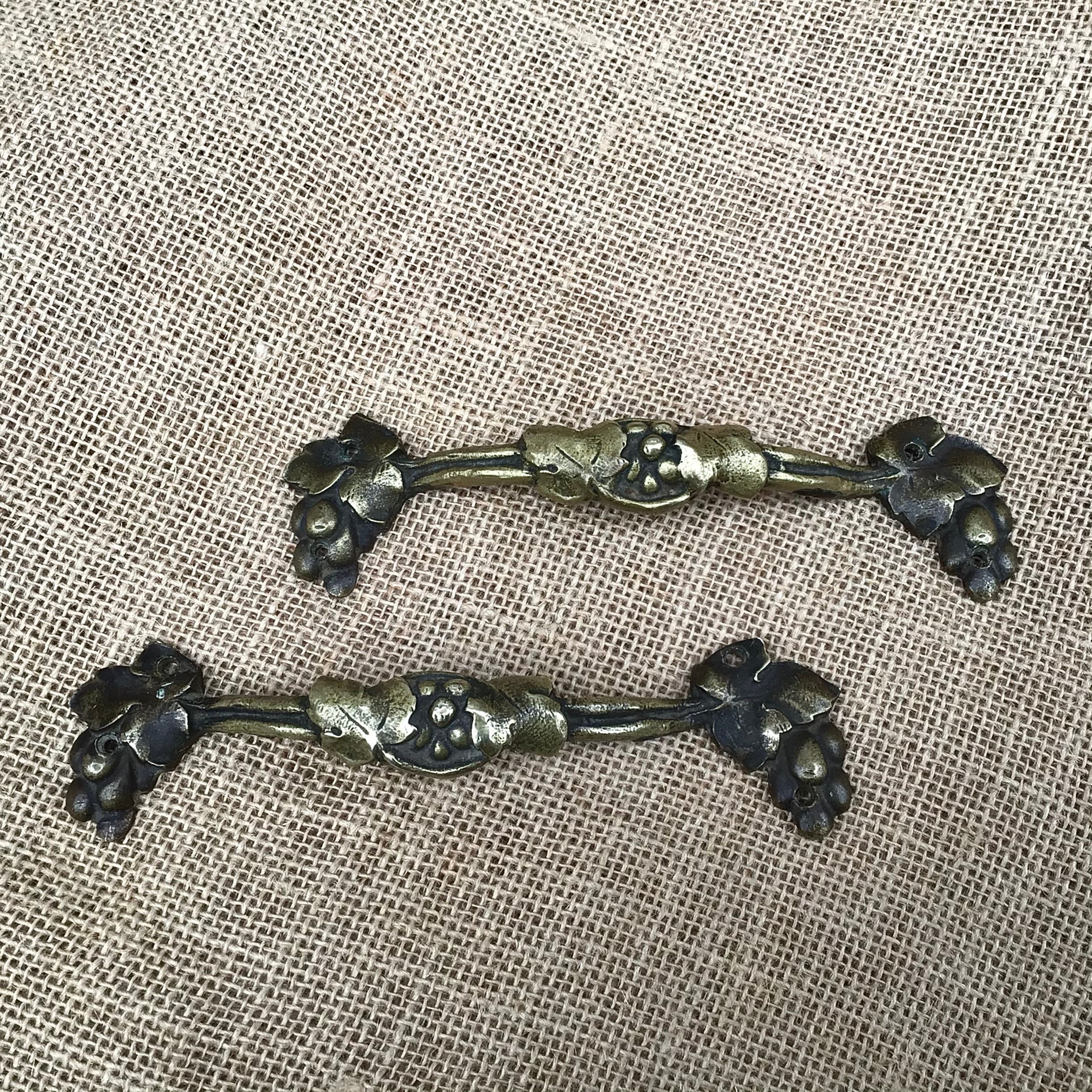 Pair Antique Wine Drawer Pulls in solid Vintage Brass Etsy