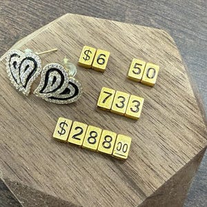 Price Tag, Metal Price Sign, Small Price Tag, Gold Currency Sign, Gold Currency Price Tag Display, Number Display, Currency Sign, Mini Sign