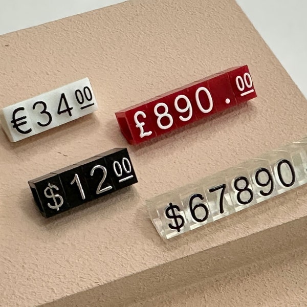 Preisschild, Mini-Preisschild, kleines Preisschild, Preisschild für Schmuckdisplay, Thekenständer, Zahlenpreis, Block-Set für Einzelhandelsgeschäft, 6 x 4 mm