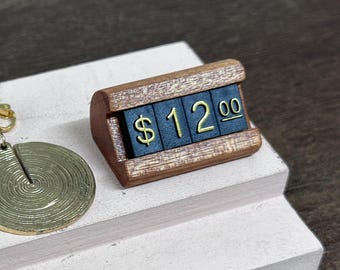 Walnut Number Display for Jewelry Booths | Craft Fair Decor