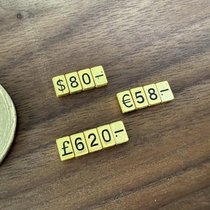 Price Tag, Metal Price Sign, Small Price Tag, Gold Currency Sign, Gold Currency Price Tag Display, Number Display, Currency Sign, Mini Sign