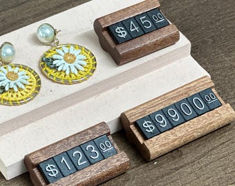Walnut Number Display for Jewelry Booths | Craft Fair Decor