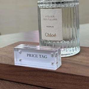 Clear Acrylic Magnetic Price Tag: Business Branding Sign (5x2cm)