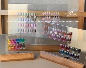 Acrylic Walnut Nail Art Display Stand: Nail Tech Prop