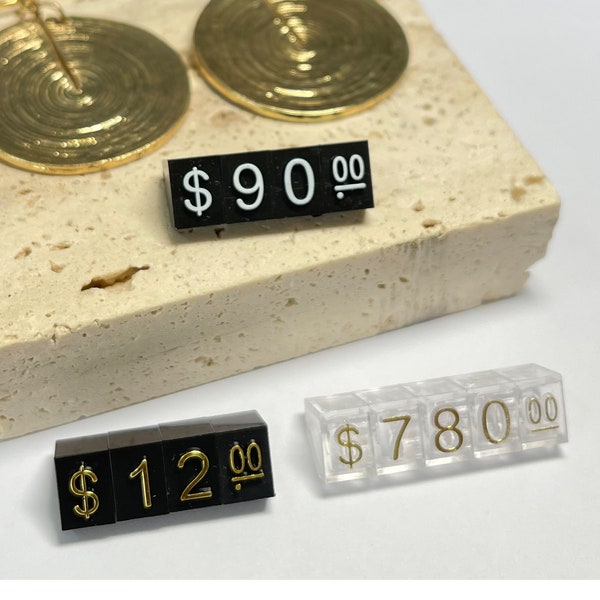 Price Tag, Price Sign, Small Price Tag, Price Tag for Jewelry Display, Counter Stand, Number Letter Dollar Price, Block Kit for Retail Shop,