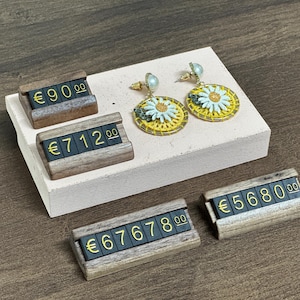 Etiqueta de precio, letrero de precio, etiqueta de precio pequeña, etiqueta de precio para exhibición de joyas, soporte de mostrador, precio en dólares con números y letras, letrero de euro, letrero de precio en euros