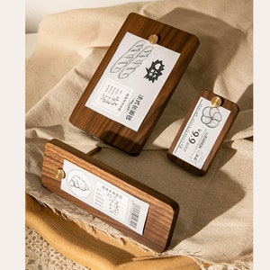 Sinal de nome comercial, etiqueta de preço, sinal de marca, etiqueta de preço de madeira, sinal de número, exibição de etiqueta, suporte de balcão de madeira, kit de bloco para loja de varejo