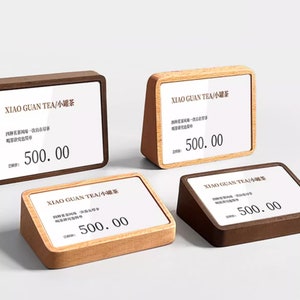 Business Name Sign, Price Tag, Branding Sign, Wooden Price Tag, Number Sign, Tag Display, Wooden Counter Stand, Block Kit for Retail Shop