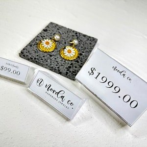 Price Tag, Brand Sign, Clear Acrylic Price Tag, Price Tag for Jewelry Display, Counter Stand, Number Dollar Price, Block Kit for Retail Shop